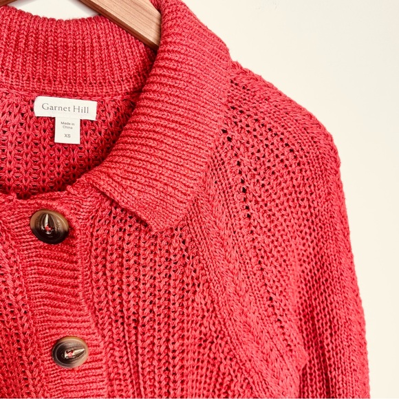 Garnet Hill Maren Linen & Organic Cotton Cardigan Size XS Button Up Prep Coastal - Picture 2 of 13